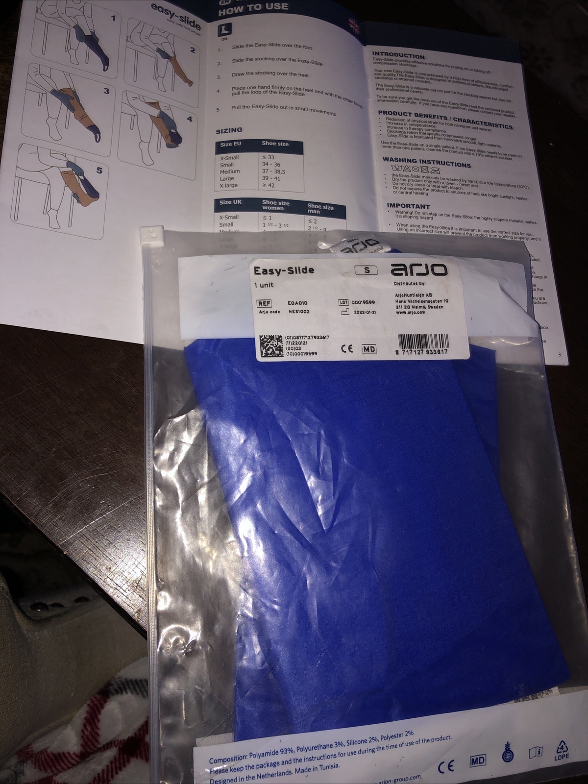 Arno Easy Slide Aid for Open Toe Compression Sock — Smal