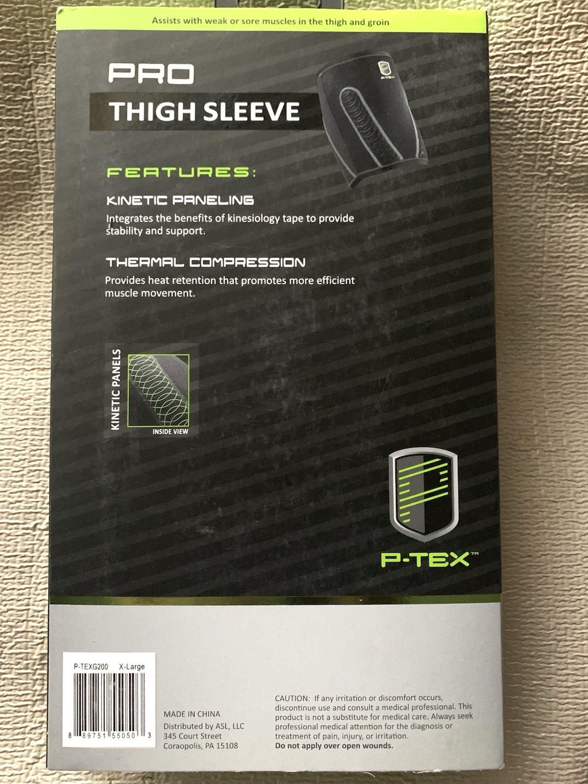 P-TEX PRO ** THIGH SLEEVE ** ” P-TEXG200 ” X-Large ** BLACK **NEW**