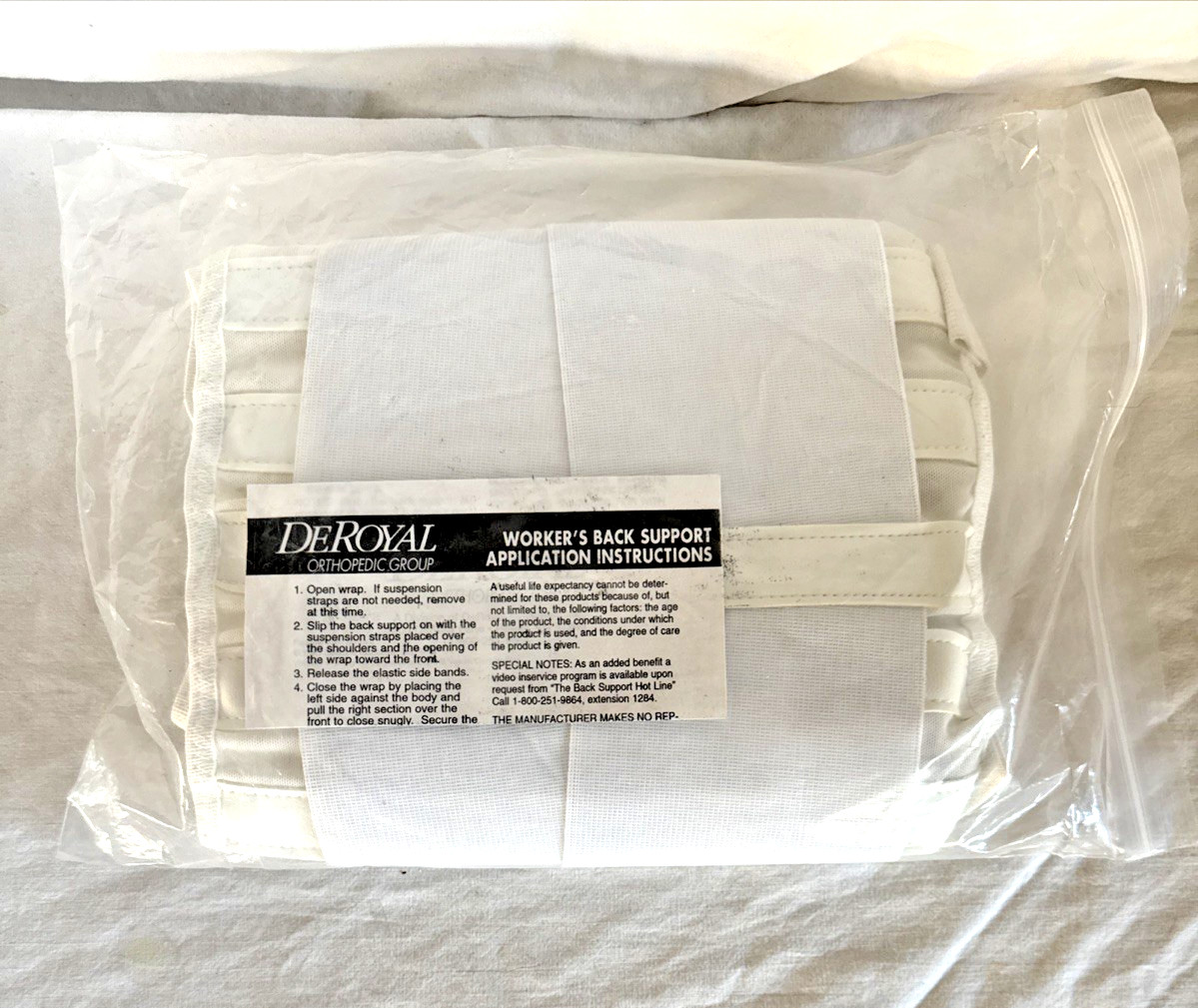 Heavy Weight Lift Belt Brace Lumbar Lower Back Waist Support W/ Suspenders White