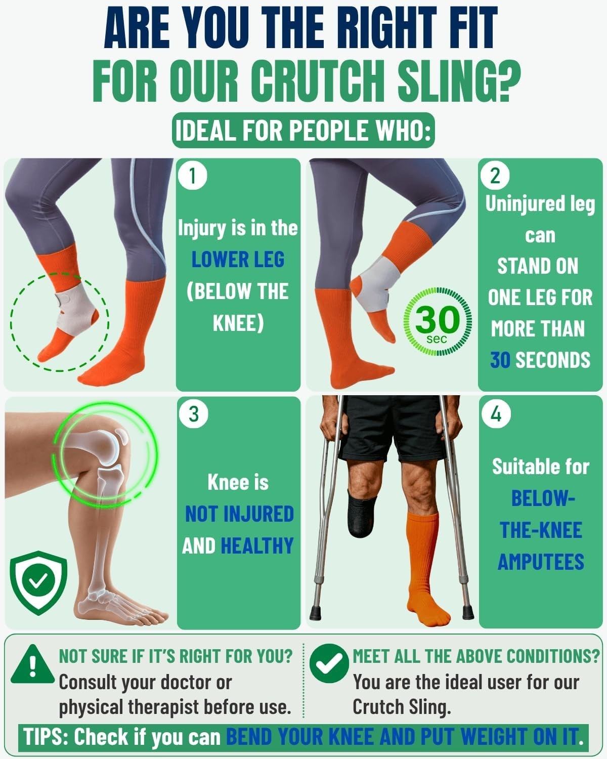 Adjustable Crutch Knee Sling Support Pad for Walking Mobility Aid Cushion