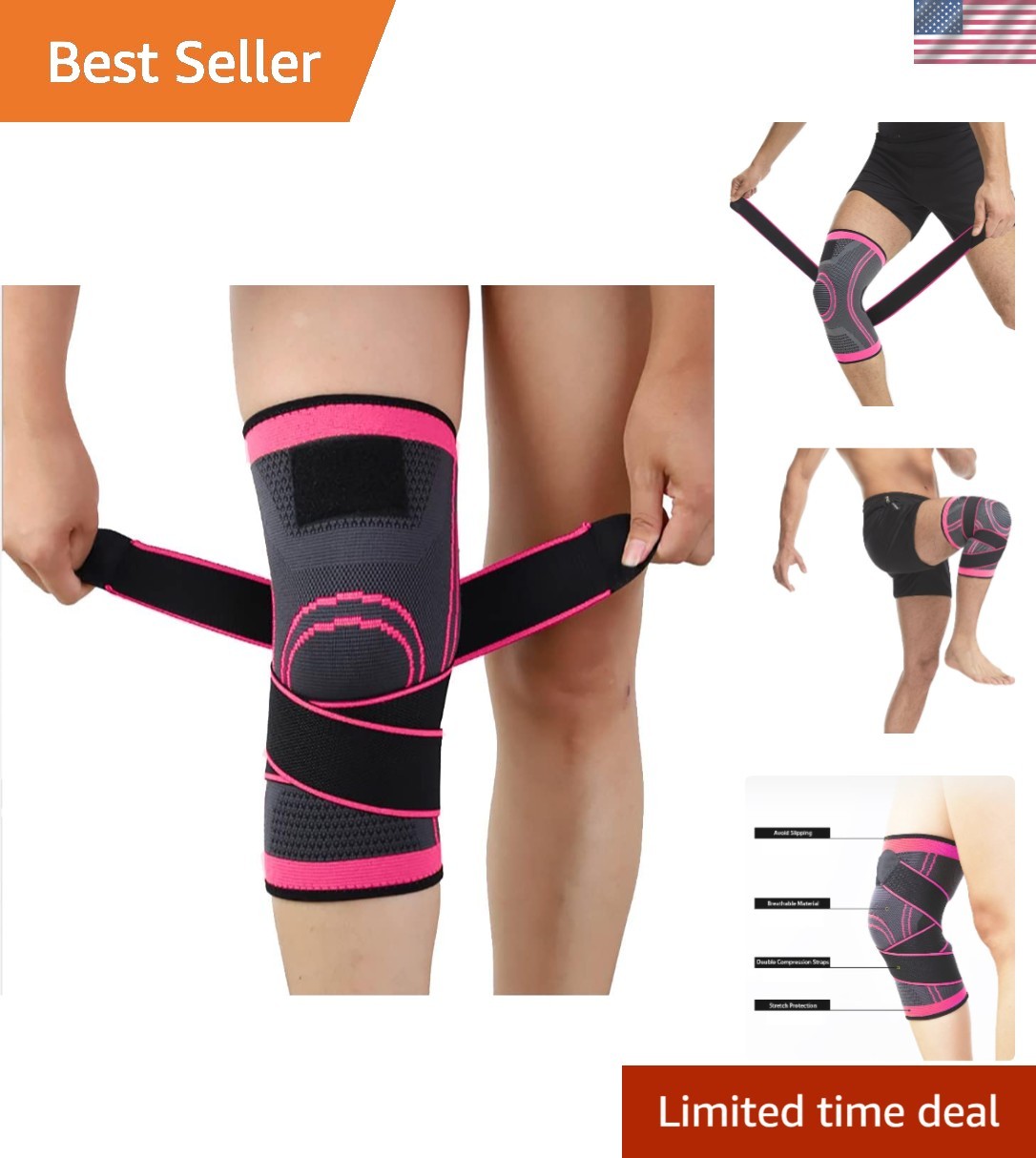3D Knitted Compression Knee Brace for Ultimate Support During Sports Activities