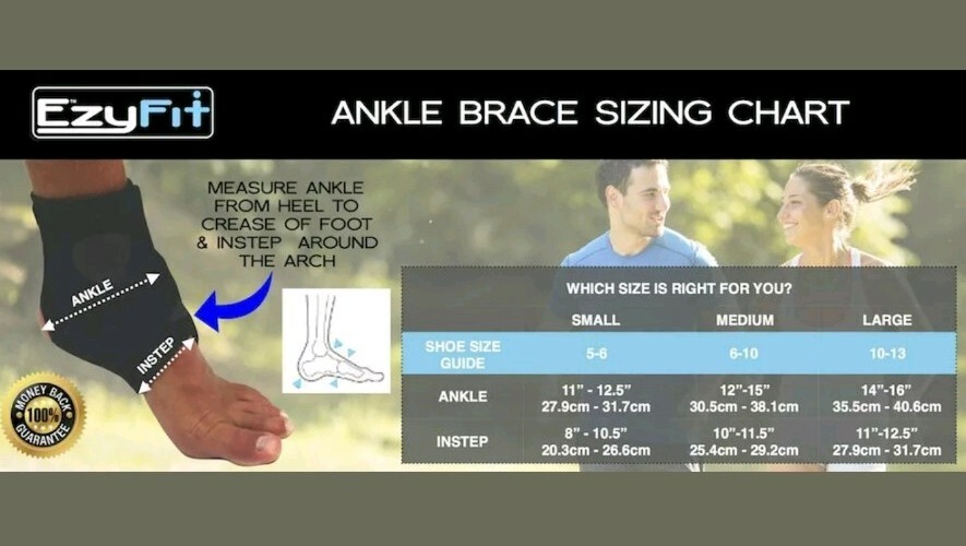 EzyFit Ankle Support Brace Adjustable Open Heel Wrap Around Stabilizer Straps M