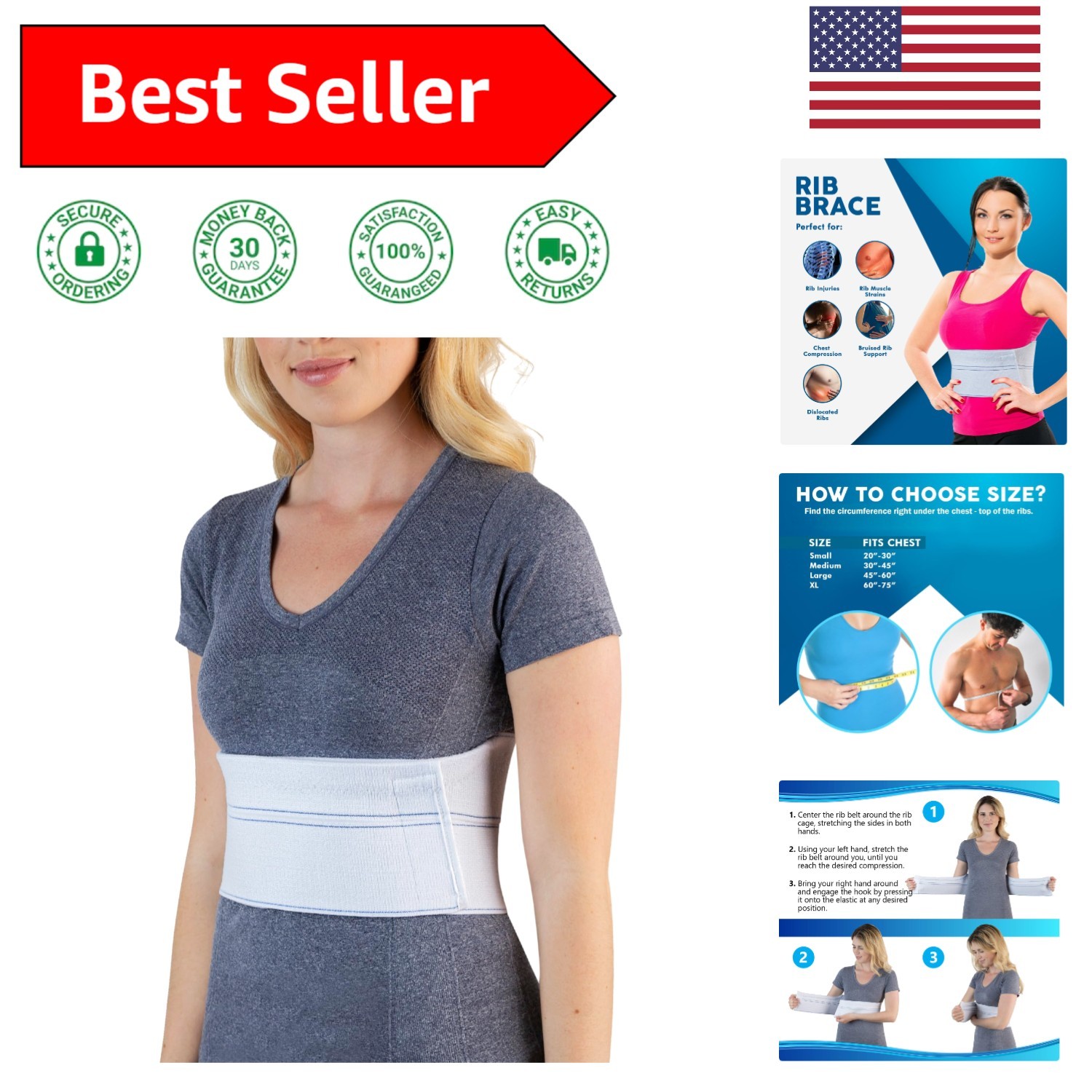 Versatile Rib Protector for Women – Pain Relief Compression Wrap (30-45 Inch)