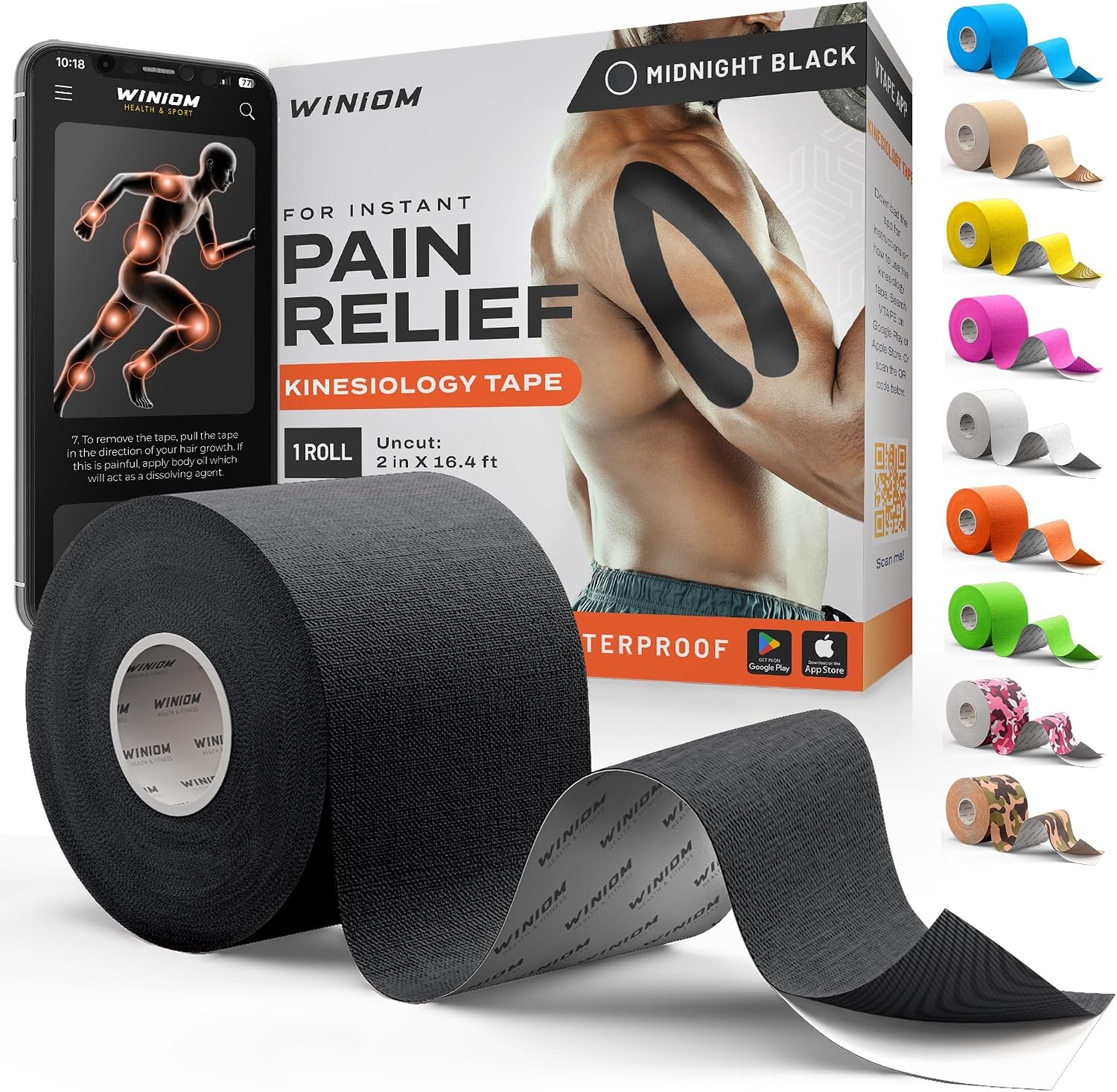 Kinesiology Tape – Waterproof Athletic Sports Tape for Knee, Shoulder, Arm &