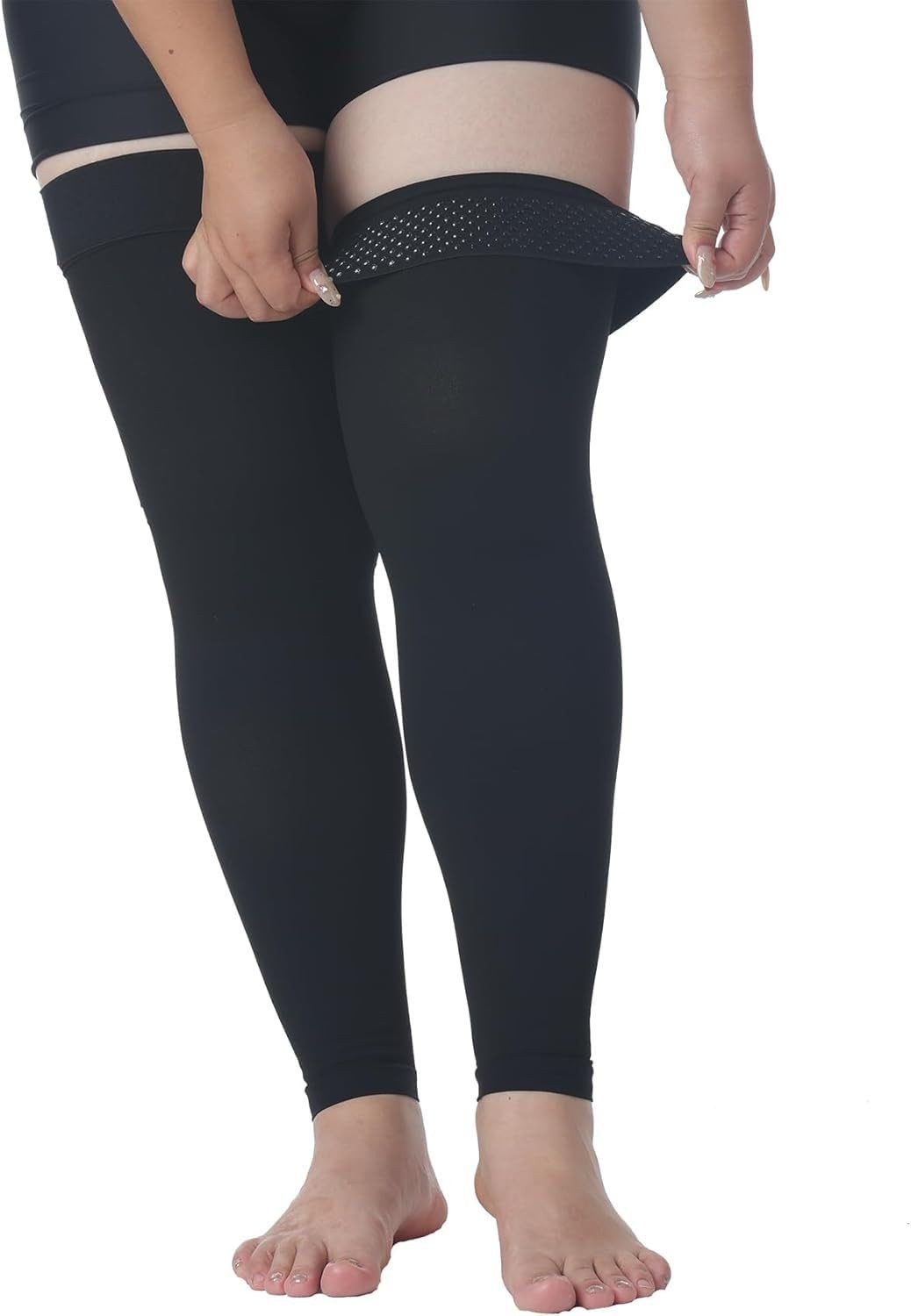 Plus Size 5XL Extra Wide Ankle and Silicone Band, 20-30 mmHg Compression Stoc…