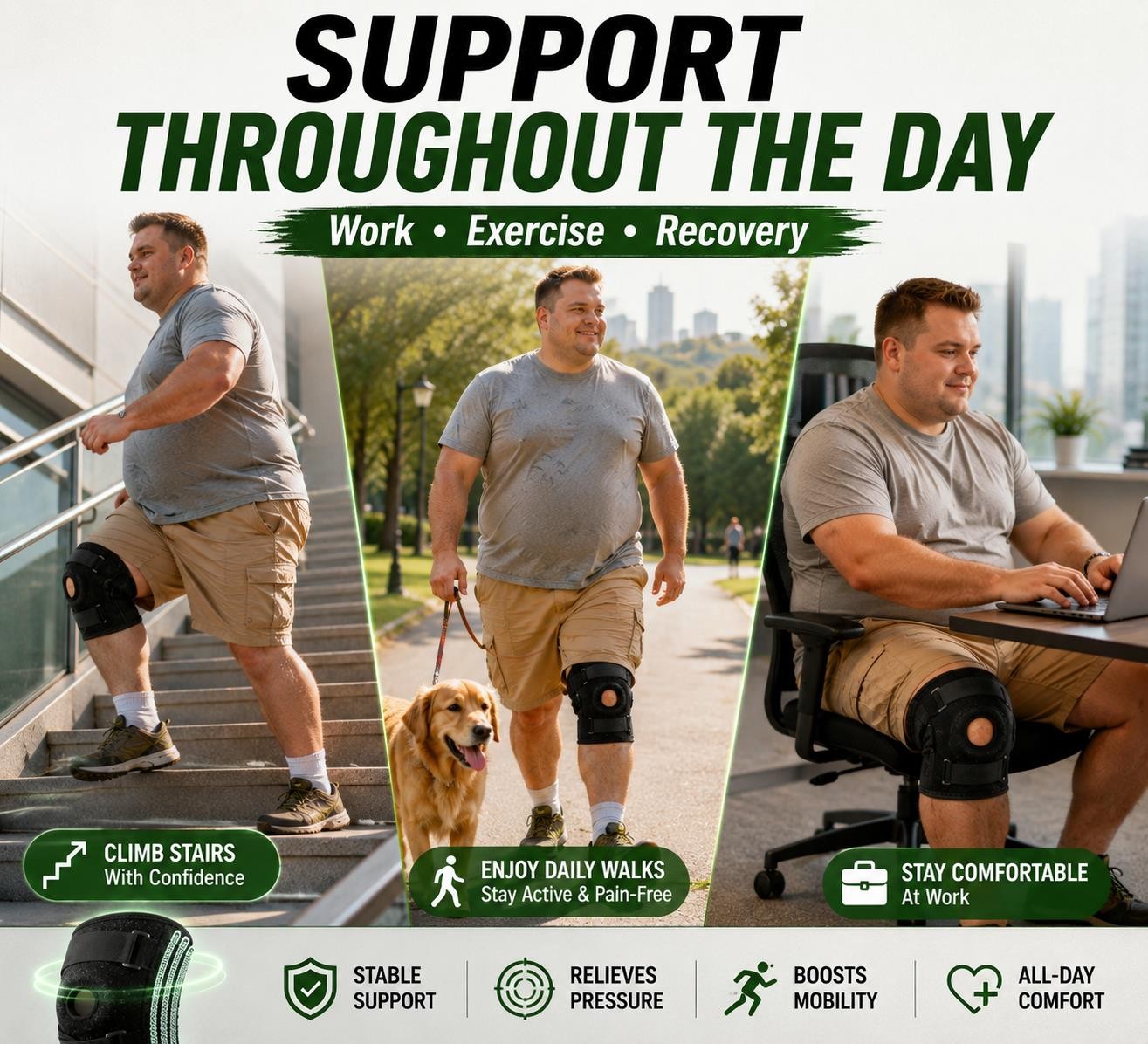 Knee Brace XL-8XL Compression Adjustable Patella Support Running Walking Large