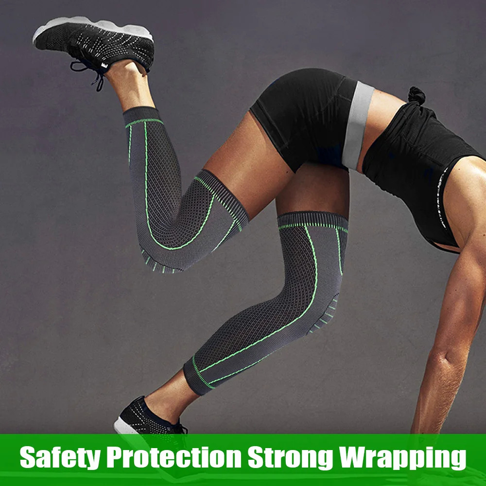 1Pair Sport Knee Support Brace Compression Long Full Legs Sleeve Arthritis Runni