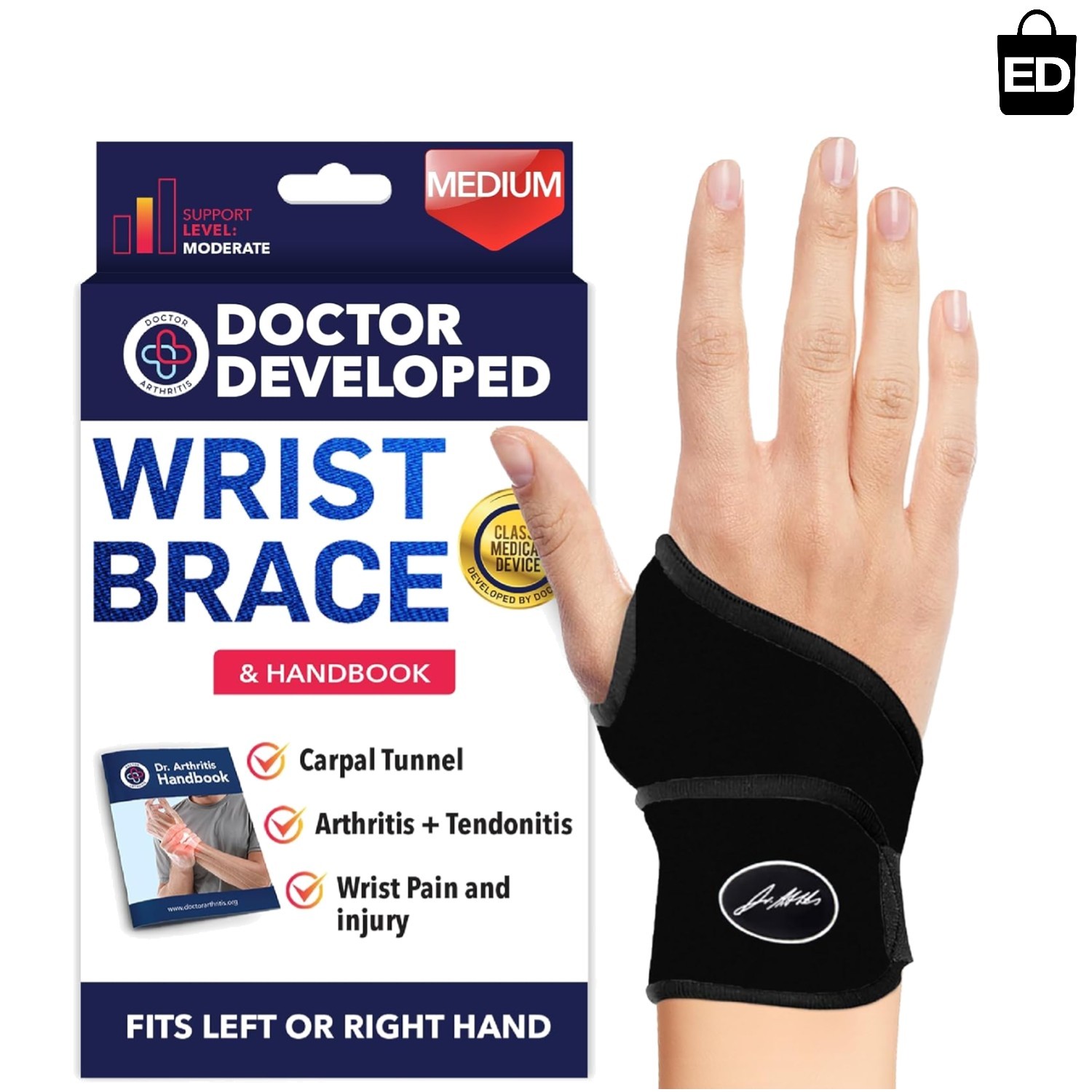 Fitness-Ready Wrist Wrap for Carpal Tunnel Relief – Includes Exercise Handbook