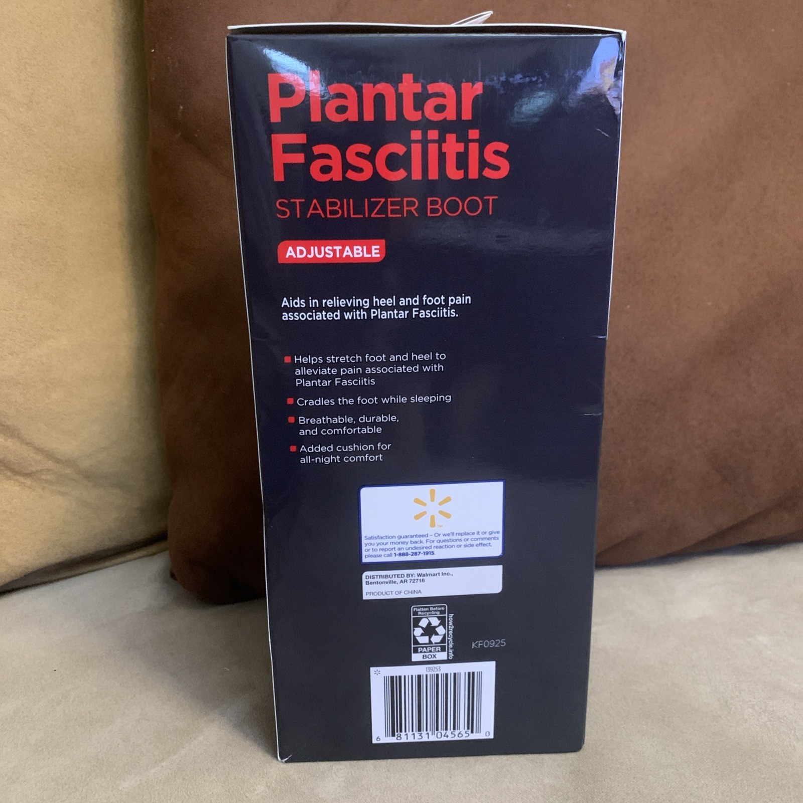 Equate Plantar Fasciitis Stablizer Black Brace Boot Adjustable One Size New