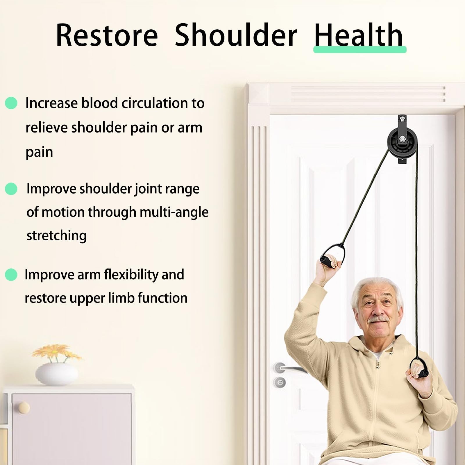Adjustable Shoulder Pulley for Physical Therapy – Over Door Exercise Tool, Silen