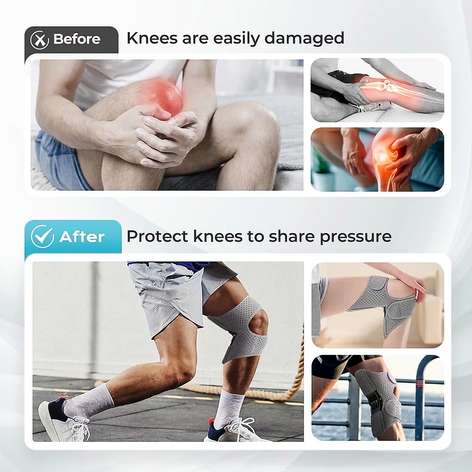 Spring Loaded Knee Booster Brace Carbon Steel Patella Joint Pain