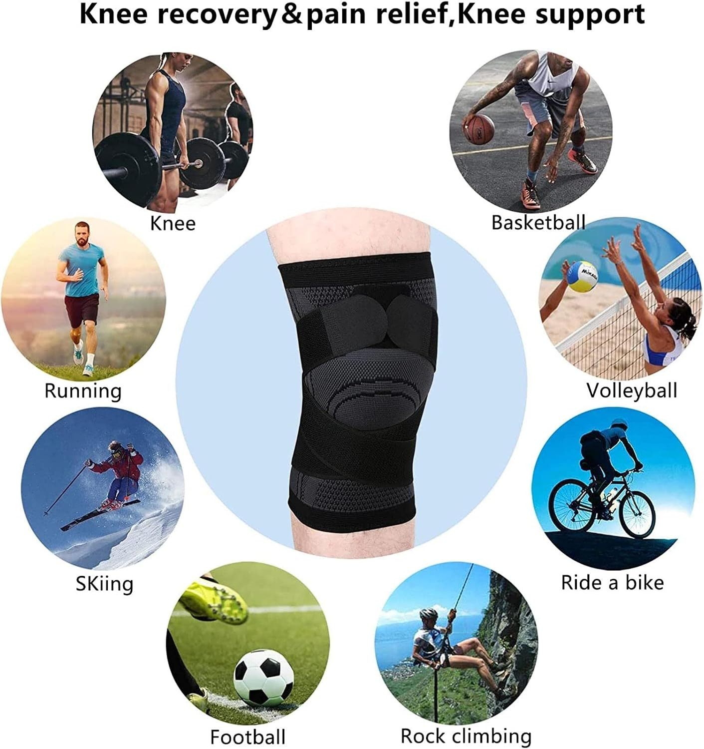 Knee Braces, Knee Sleeve for Men and Women – Knee Compression Sleeve, Knee Pain