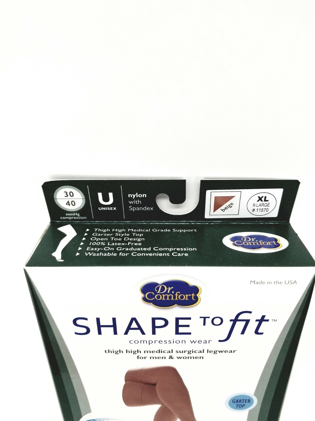 Dr Comfort Shape to Fit Medical Surgical Compression Legwear Unisex XL Beige