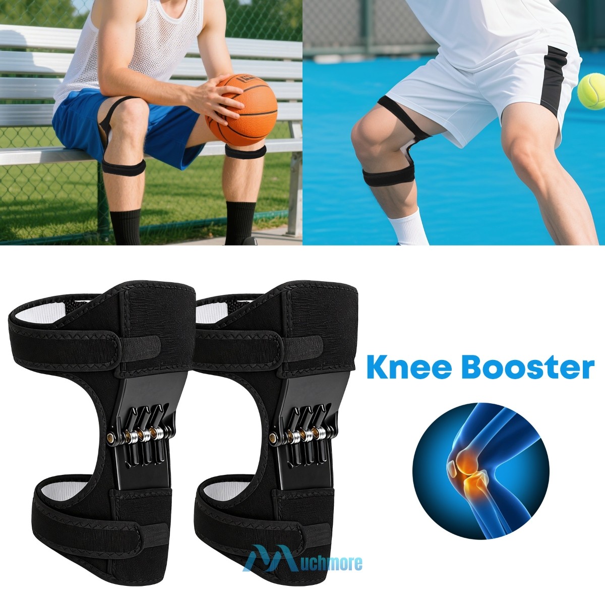 2/4X Joint Support Knee Pads Power Spring Loaded Rebound Sports Lift Protection