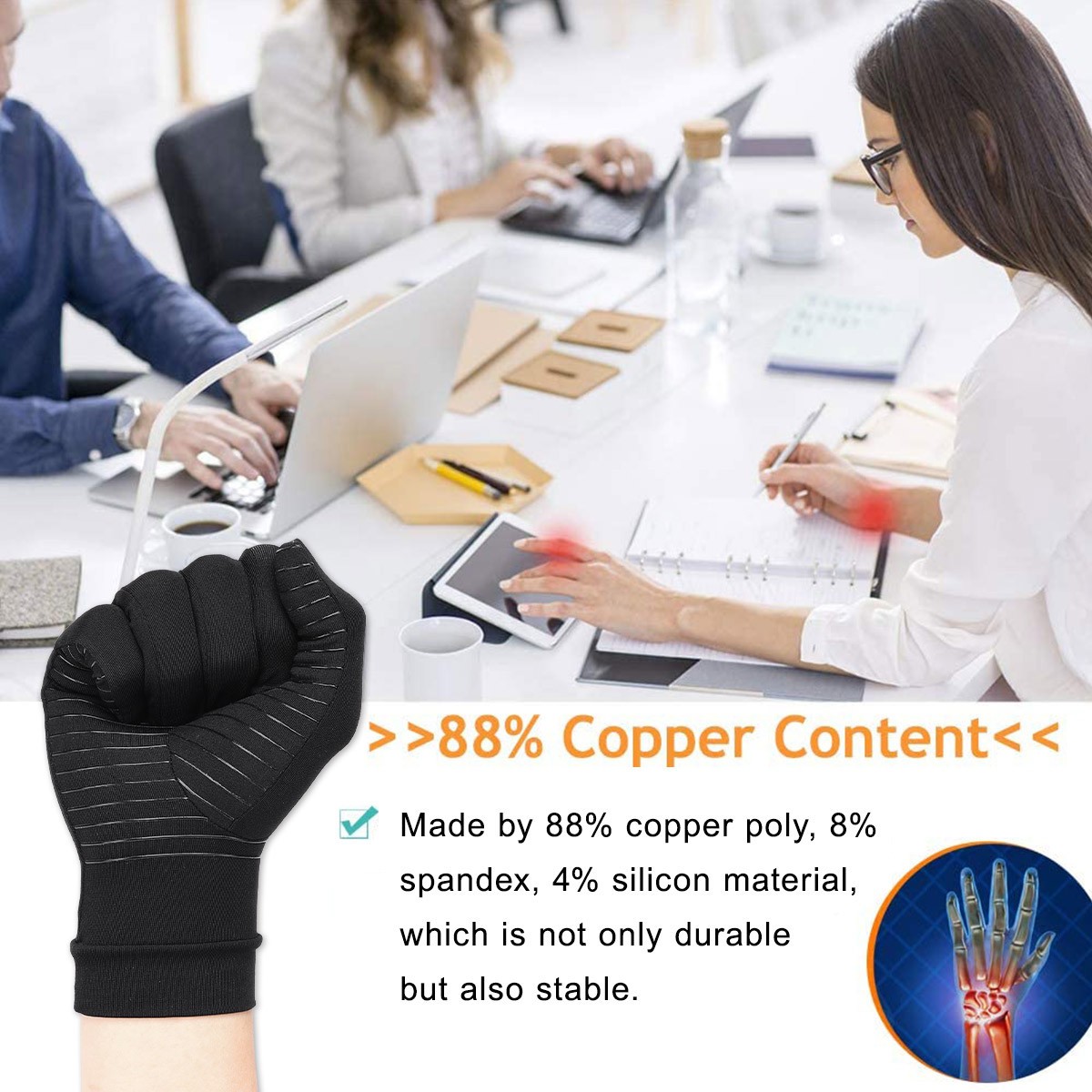 2 Pairs Soft Compression Arthritis Gloves Fingerless Hand Gloves for Women & Men