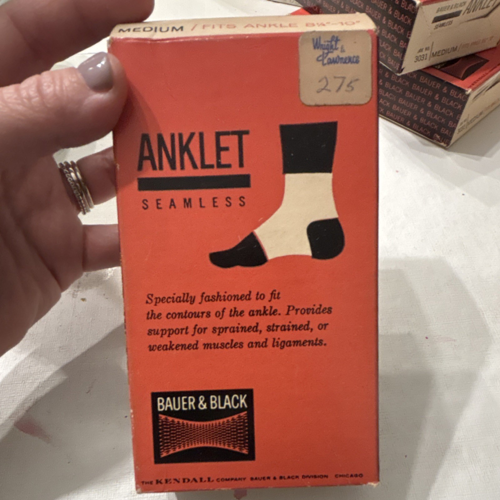Vintage Bauer & Black Seamless Anklet Ankle Support Brace Medium w/ Box USA