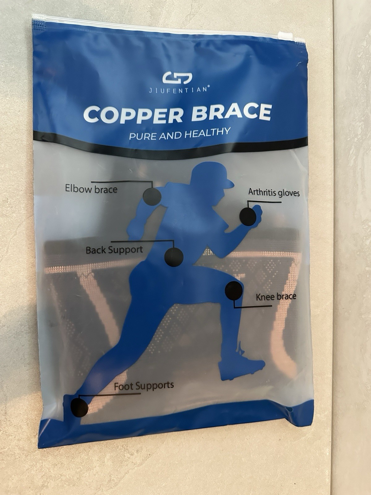 JIUFENTIAN Unisex Compression COPPER ION Knee Brace Black/Brown 2XL NEW Set Of 2