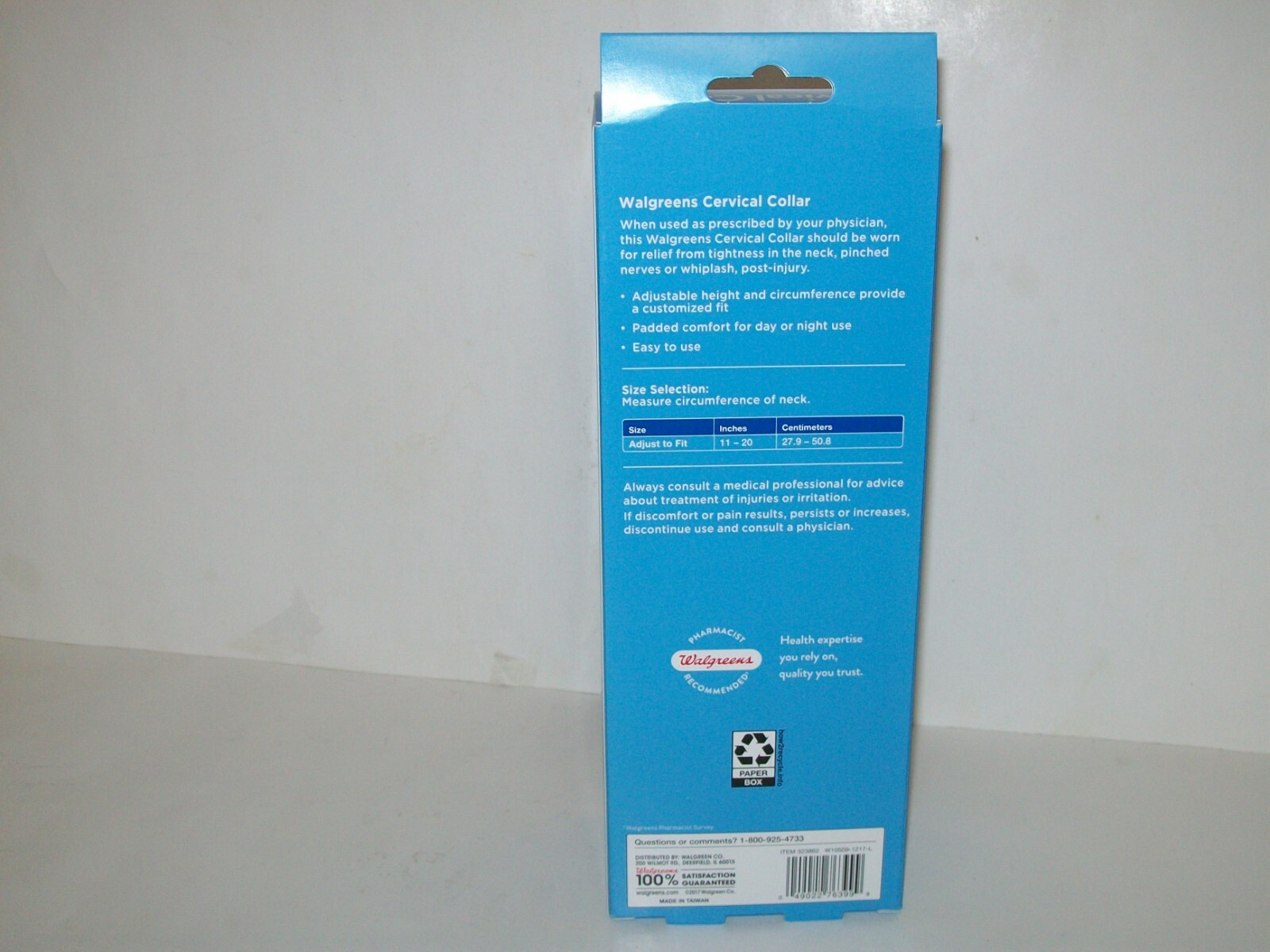 Walgreens Adjustable Cervical Collar, One Size Fits All New