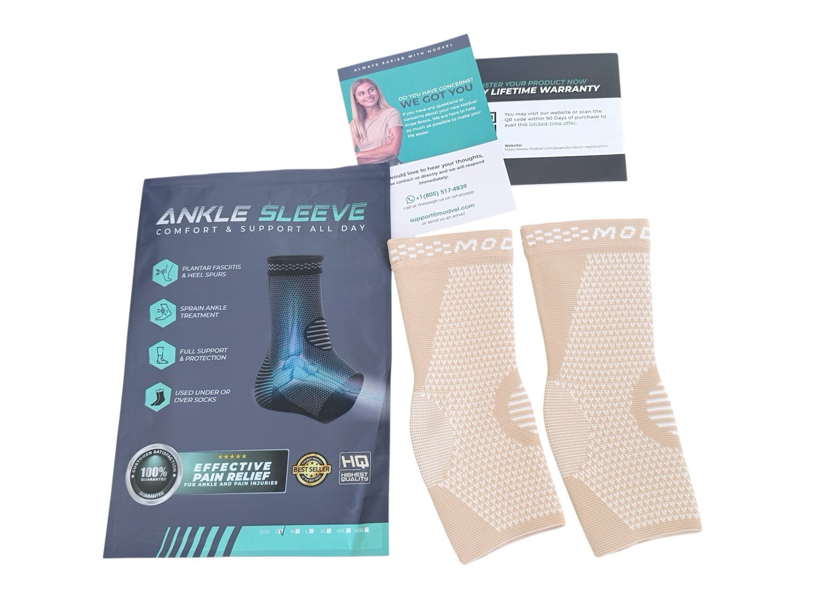 Modvel Ankle Brace Sleeve Nude Color Size Small NEW