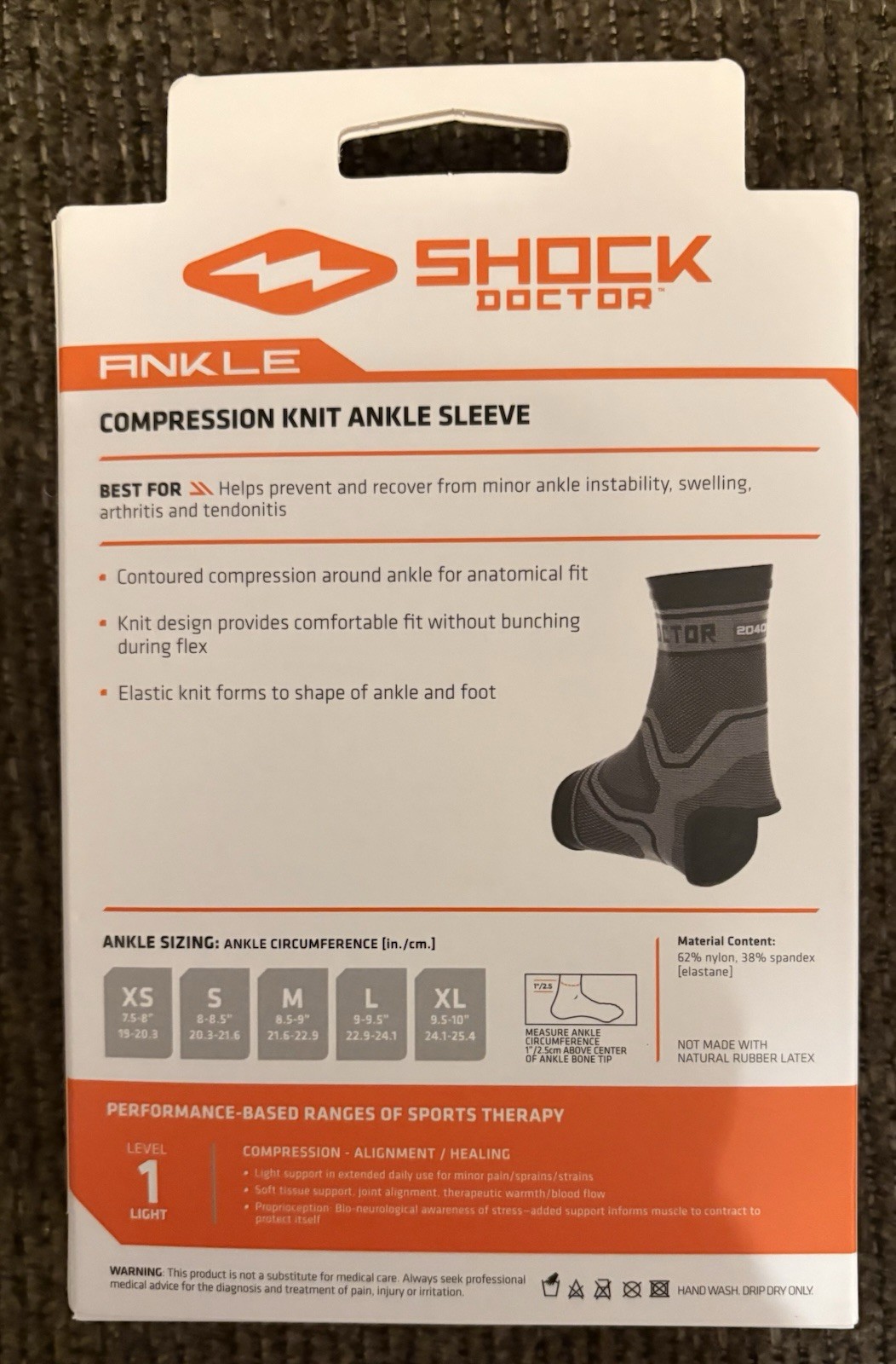 2 NIB-Shock Doctor ANKLE Sleeves/elastic Level 1 size M Compression Knit Support