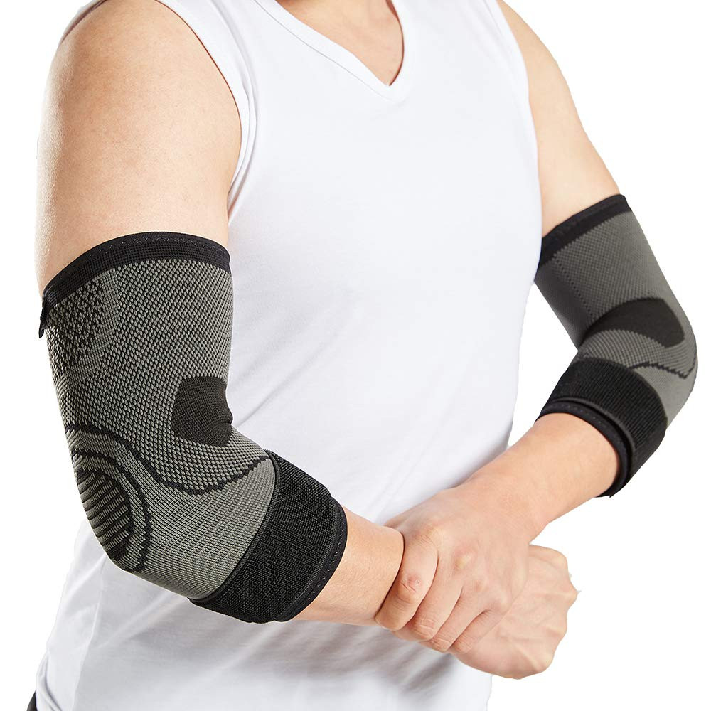 Elbow Brace with Strap for Tendonitis 2 Pack, Tennis Elbow Compression Sleeves,