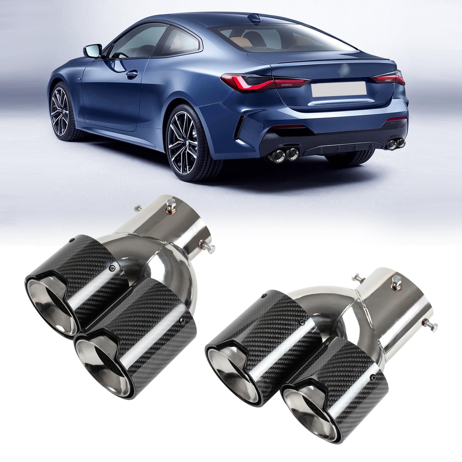 2-Pack Carbon Fiber Dual Exhaust Tips for BMW G20 M340i 330i 330e / G42 M240i…