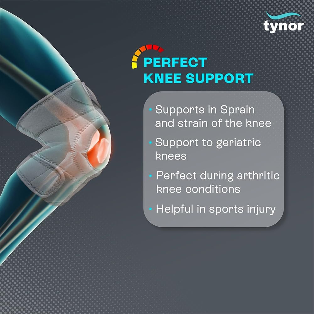 TYNOR Knee Support Sportif Gives Controlled Compression & Better Grip (Grey) FS