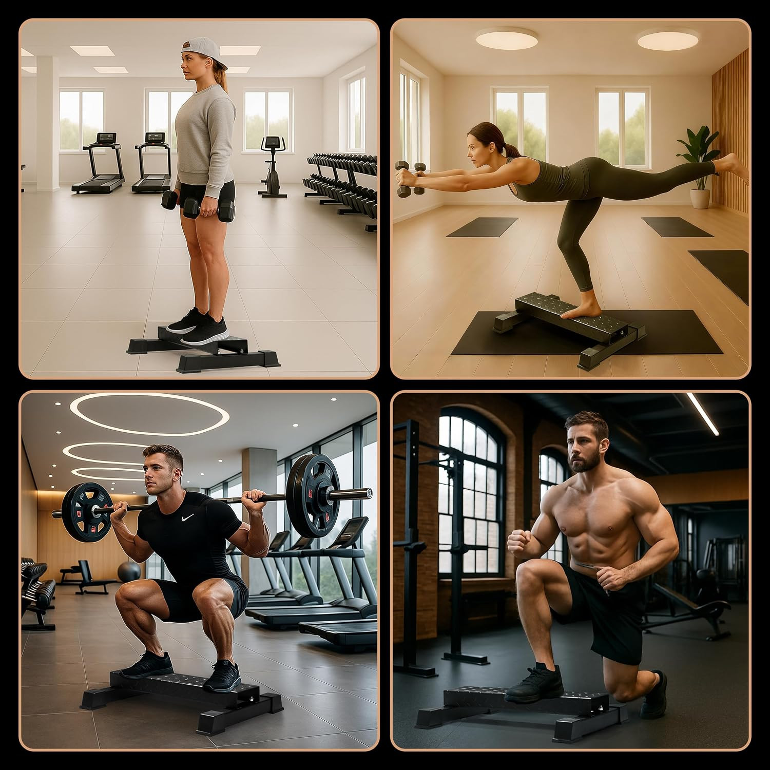 Steel Standing Calf Raise Platform, Anti-Slip Block for Leg & Squat