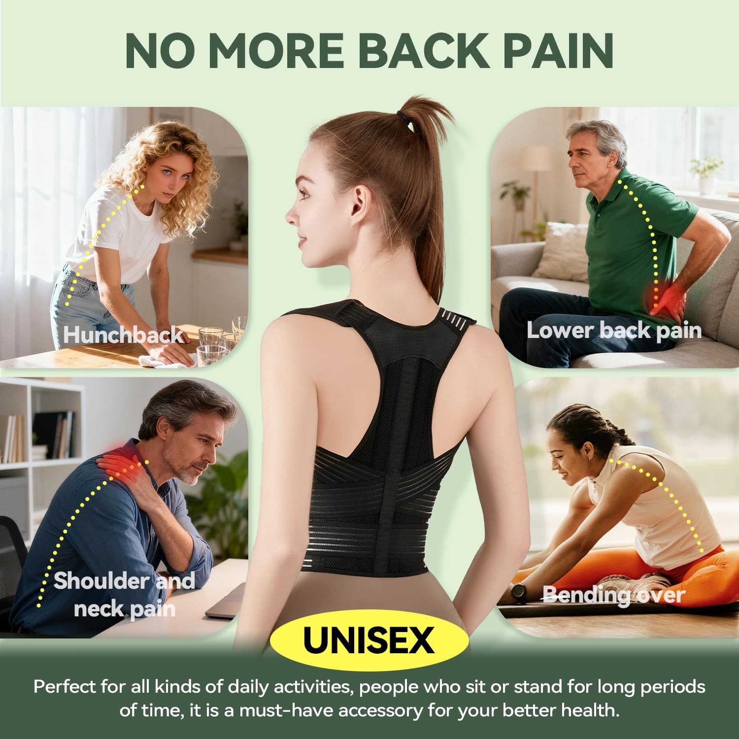 Back Brace Posture Corrector for Women and Men, 4-Point Back Support System f…