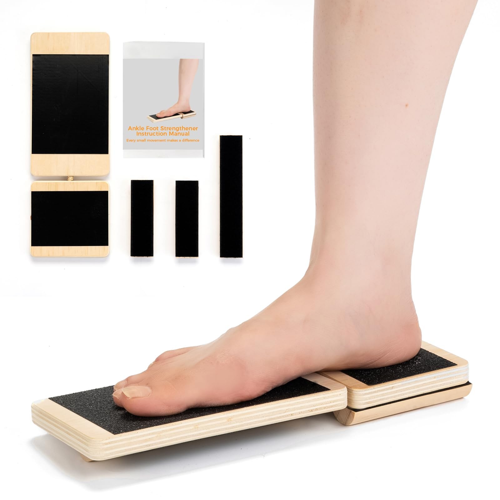Ankle Foot Strengthener Exerciser for Sprained, Single Leg Balance Board Wood