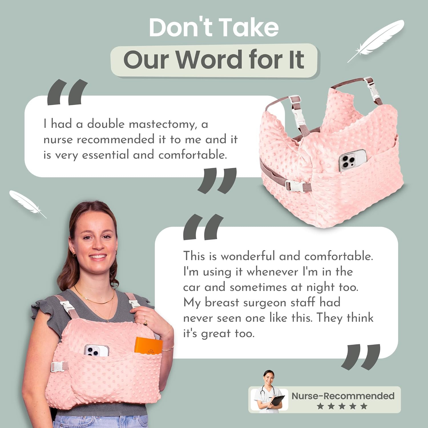 Post Mastectomy Pillow – Hands-Free Protection with Secure Strap & Easy-Clean Wa