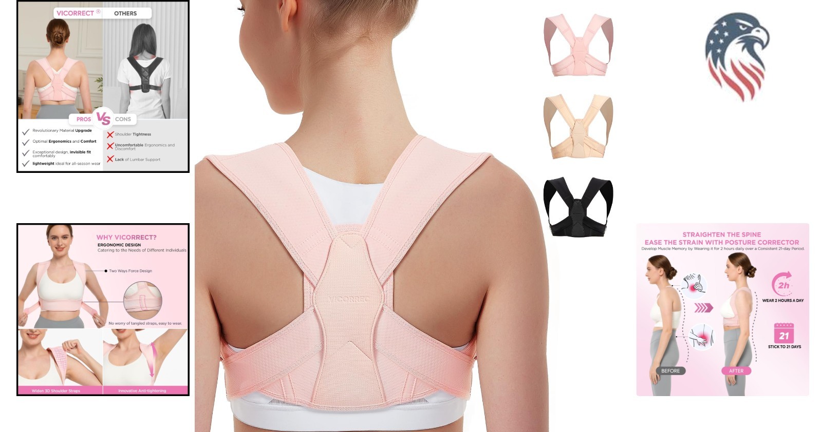 Adjustable Unisex Posture Corrector for Women Men Back Support Pain Relief Pi…