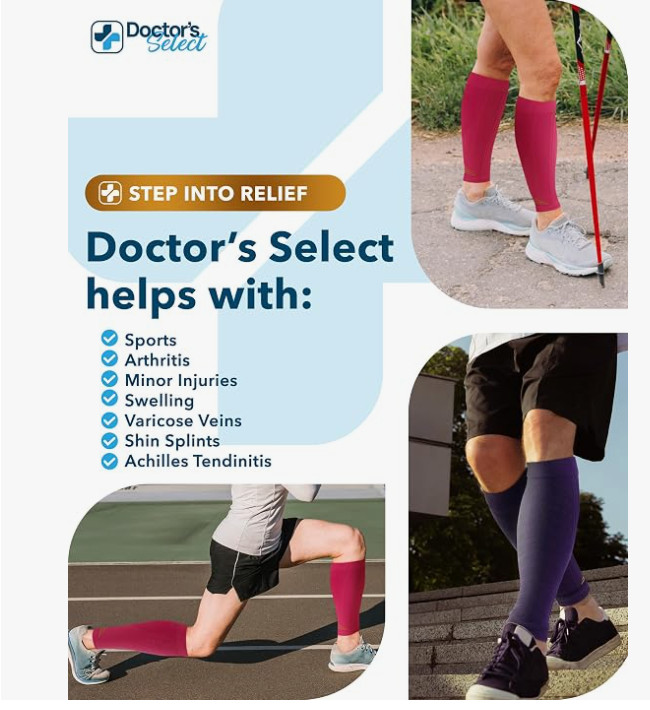Doctor’s Select 2 Pairs Copper Calf Compression Sleeve – Leg Compression Slee…