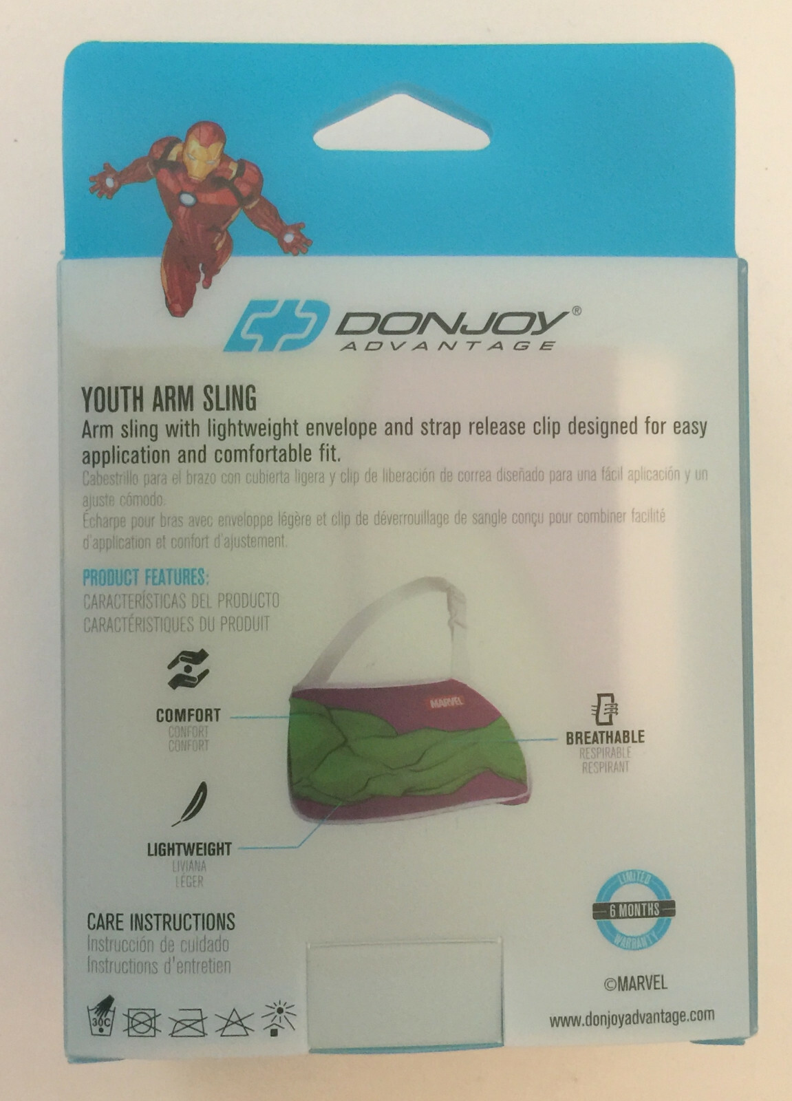 DonJoy Advantage Marvel Avengers Adjustable Arm Sling W/ Release Clip-PEDIATRIC