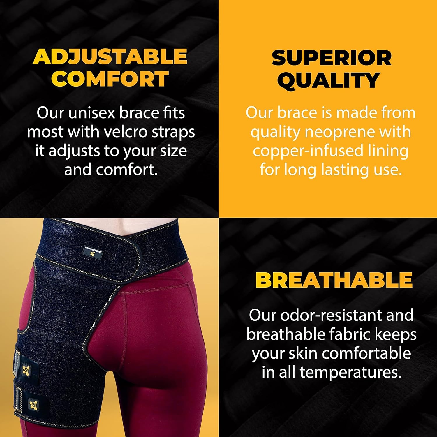 CopperJoint Copper Hip Brace For Sciatica Pain Relief – One Size, Black
