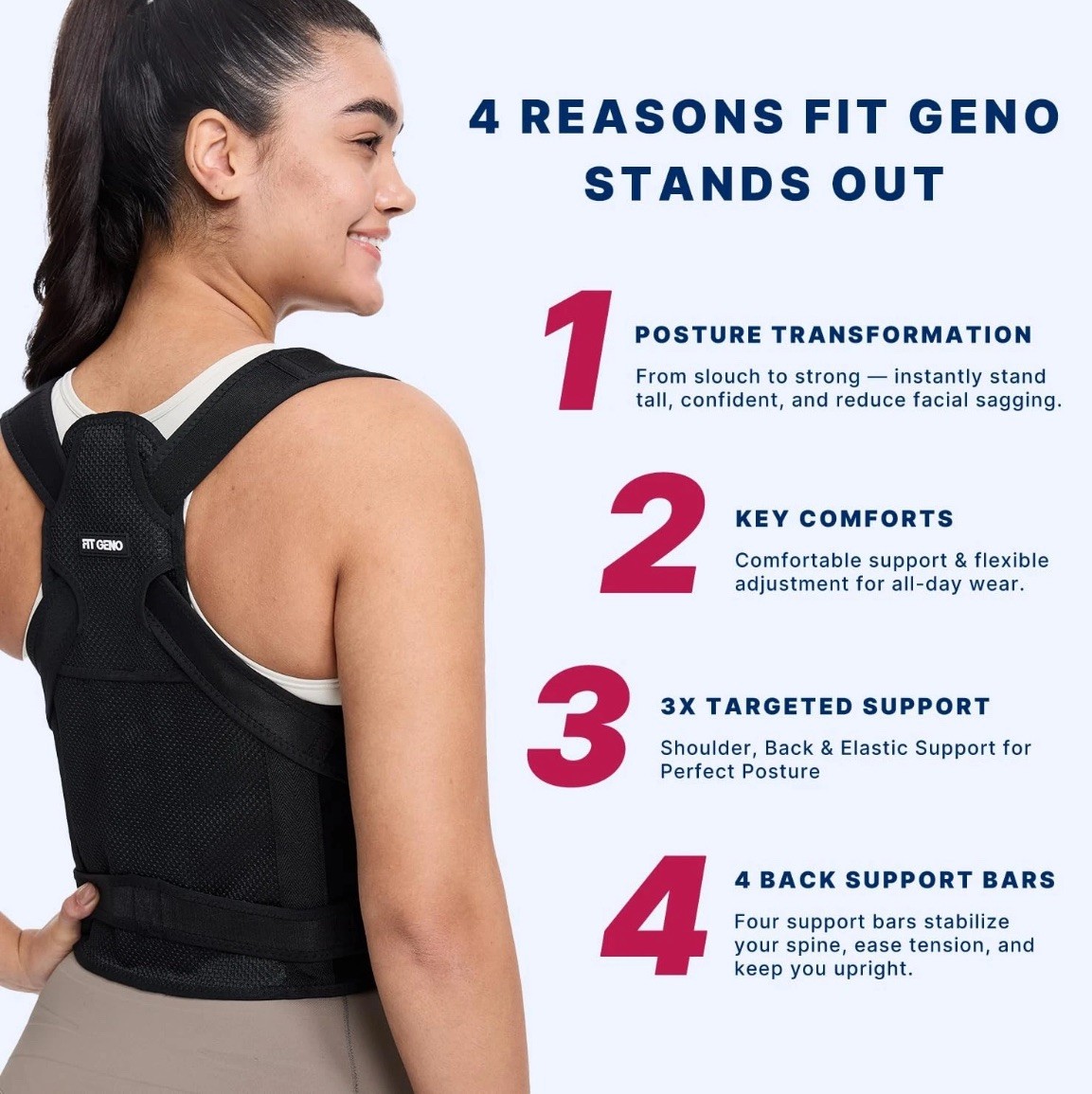 Fit Geno Back Brace Posture Corrector for Women and Men, Shoulder Straightener,