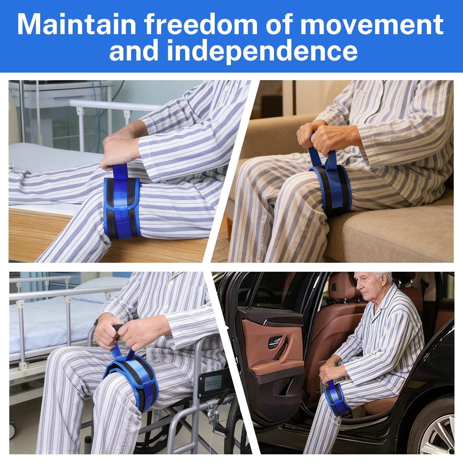 Leg Lifter Strap for Elderly & Disabled, Rigid Hand Strap & Foot Loop Mobility T