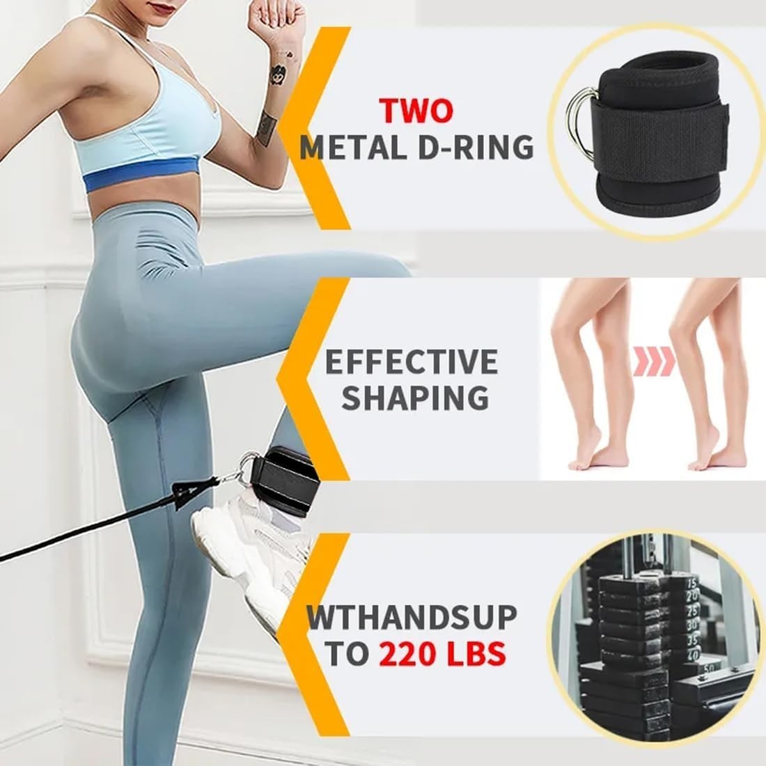 Correas de tobillo y bandas de resistencia ajustables para gym pierna gluteo