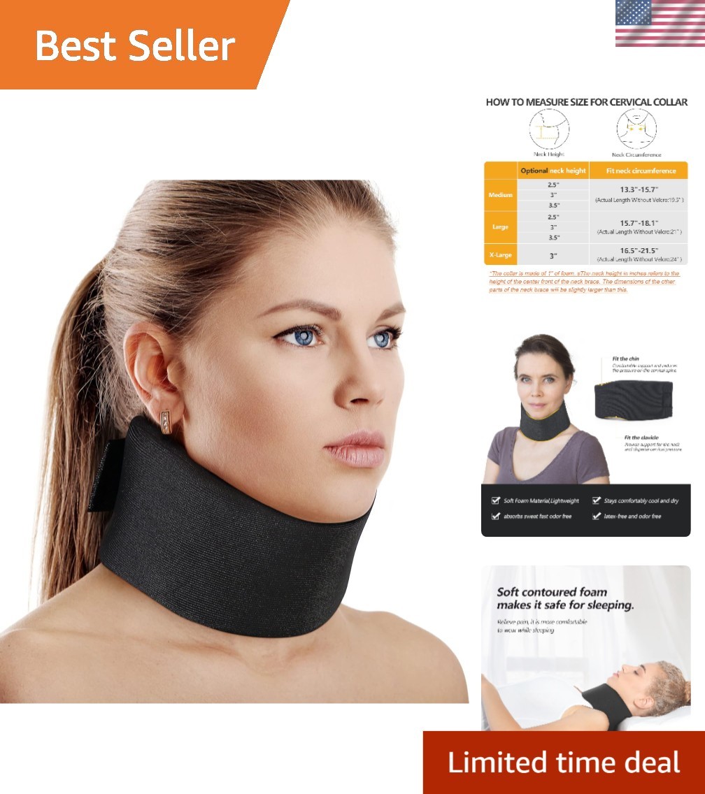 Adjustable Soft Foam Cervical Collar – Universal Neck Support for Restful Sleep