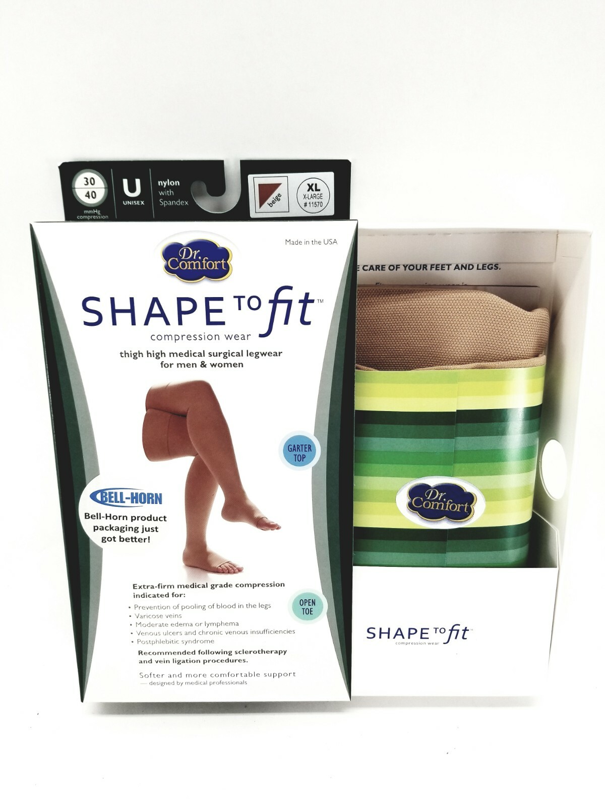 Dr Comfort Shape to Fit Medical Surgical Compression Legwear Unisex XL Beige