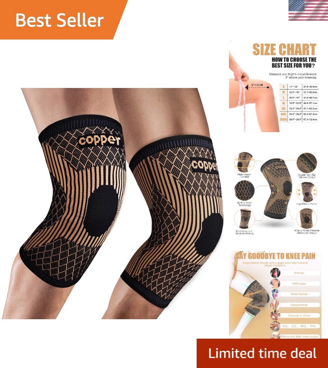 2-Pack Copper Knee Compression Sleeve – Pain Relief & Stability for Active Ad…