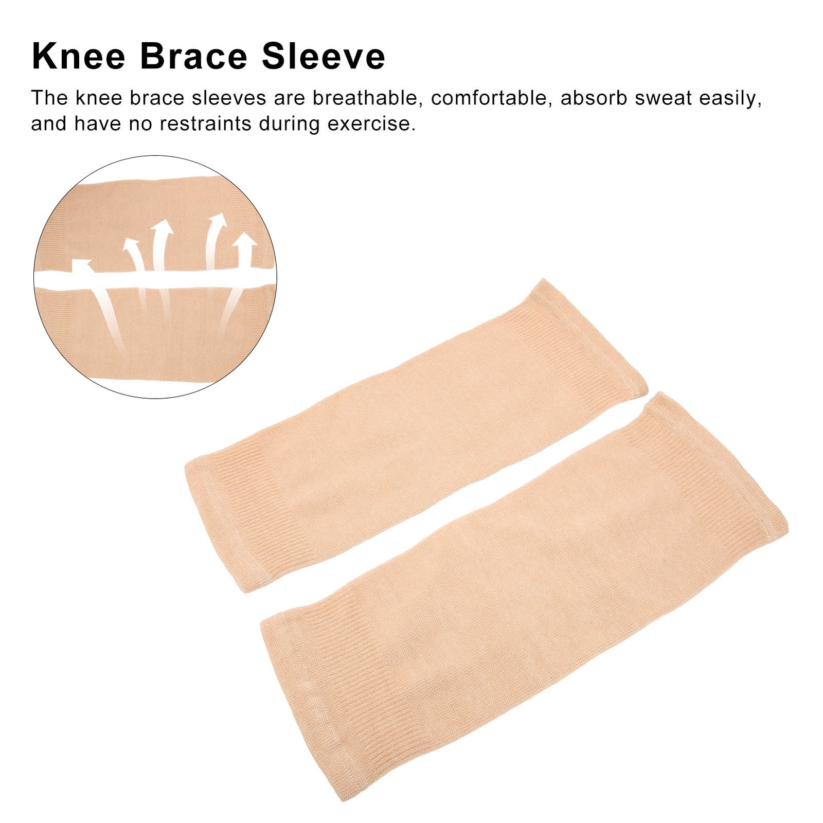 2Pcs Knee Brace Sleeve Comfortable Thin Stretchy Soft Skin Color Knee Protec NY