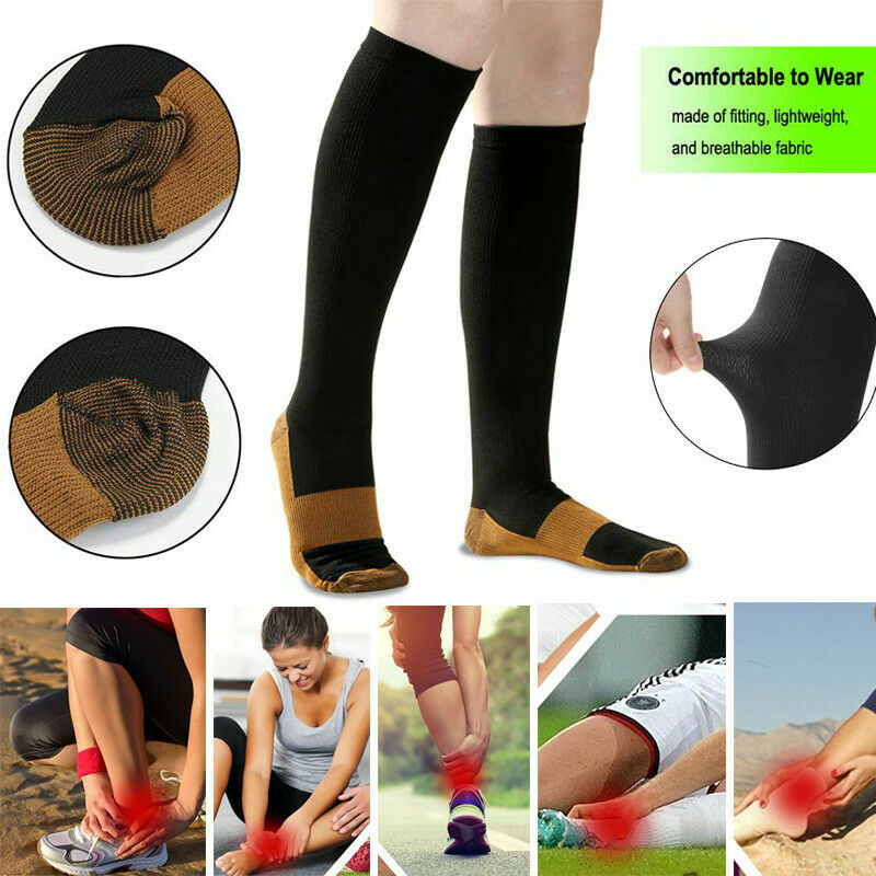Copper Infused Compression Socks Best Graduated Women Men Athletic Long Socks