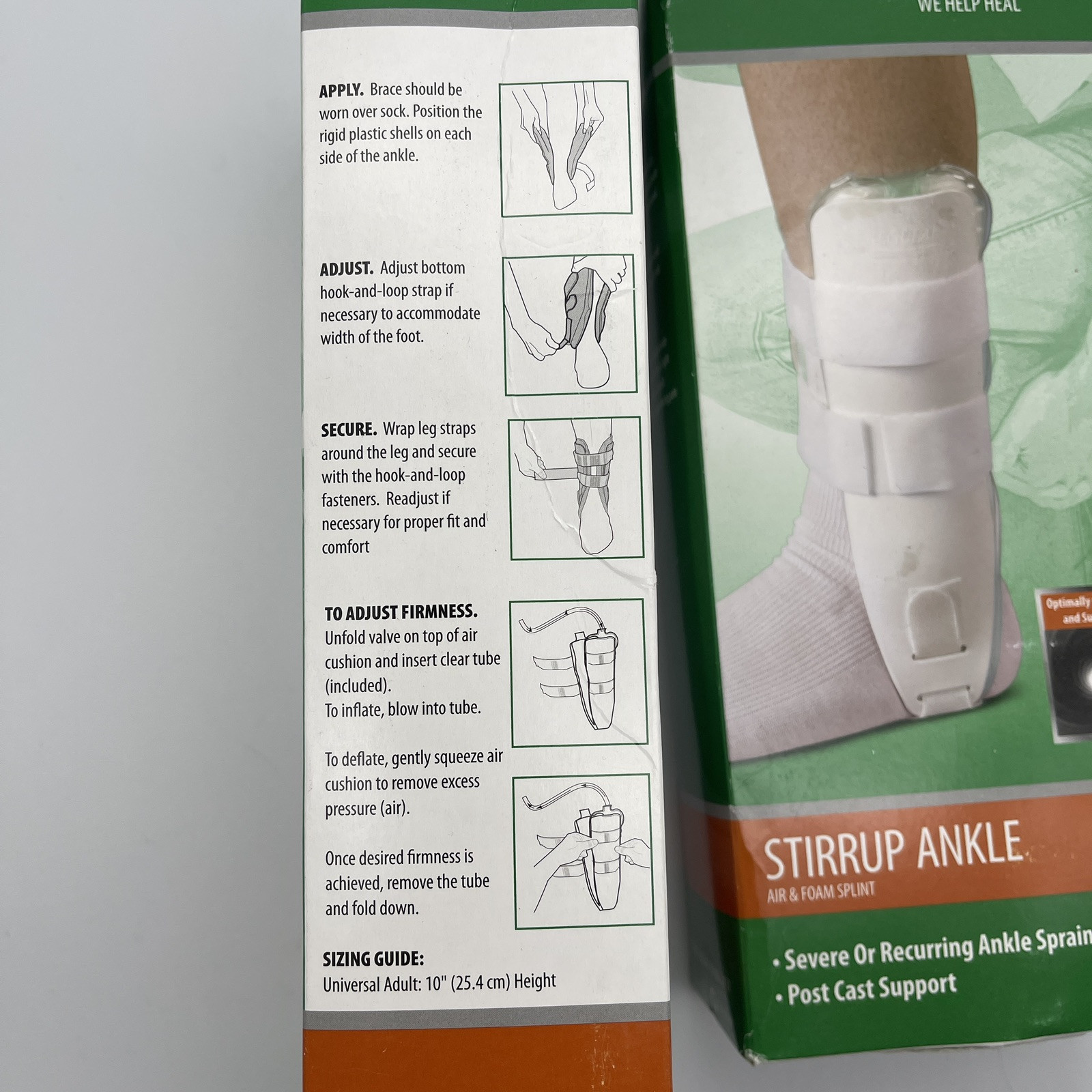 2 x Medline ORT27200D Curad Universal Air and Foam Ankle Stirrup Splint