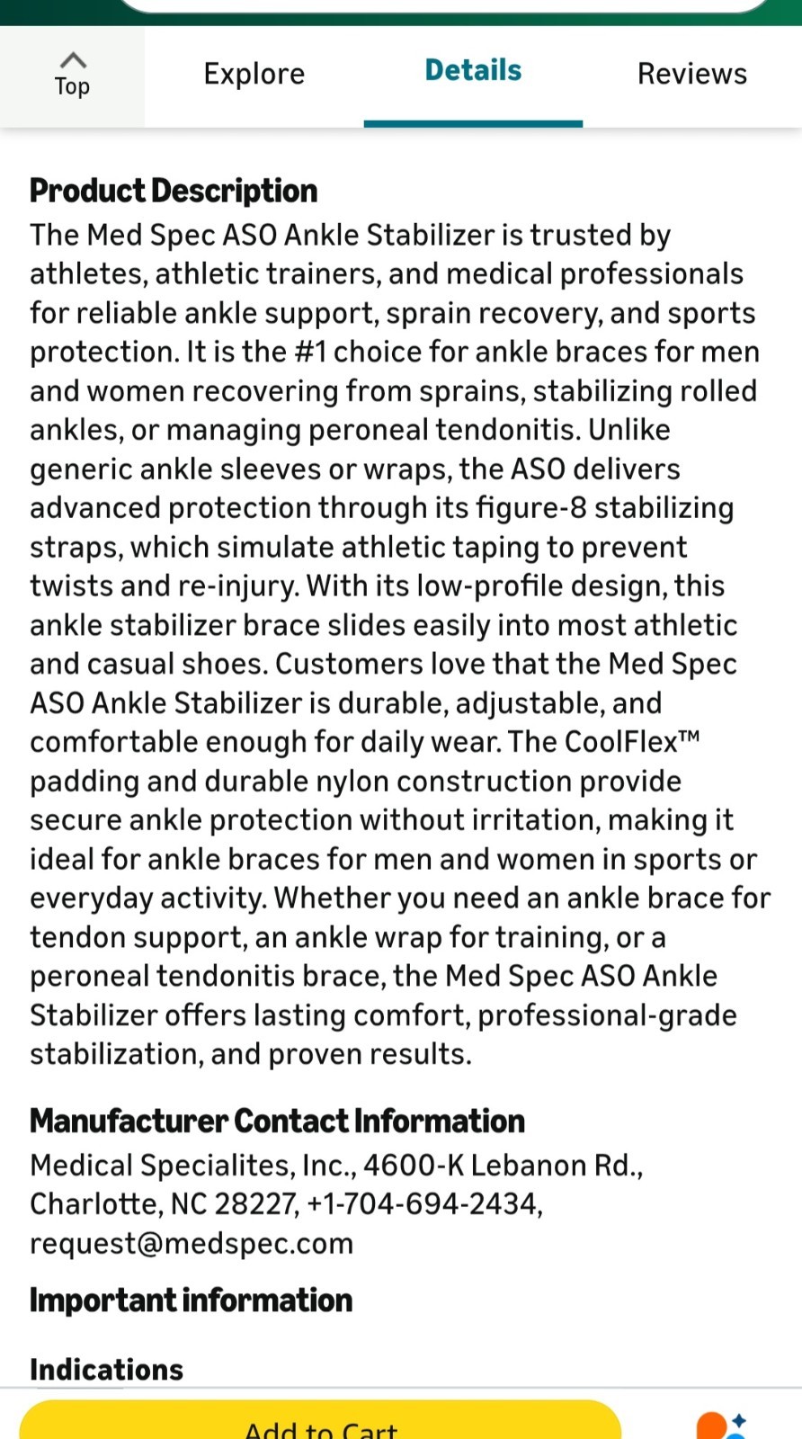 ASO Ankle Stabilizer Brace Adjustable Breathable Latex-Free CoolFlex White