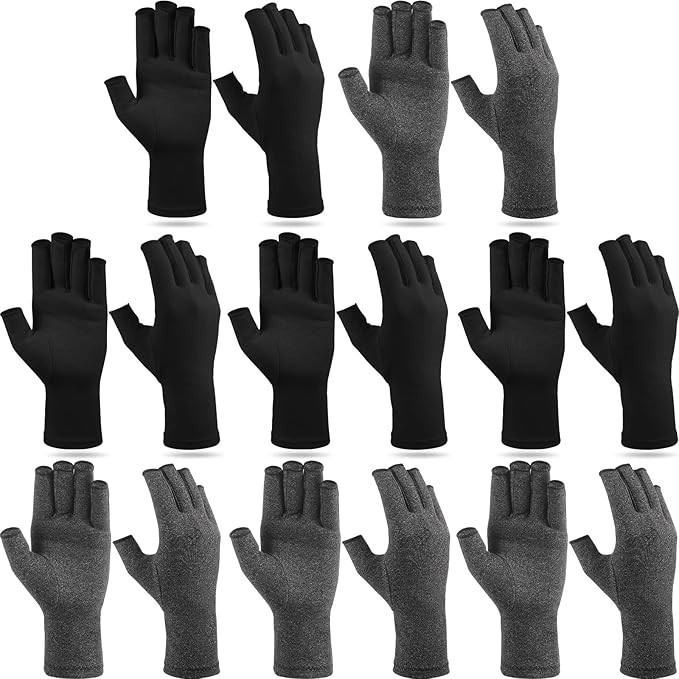 Compression Gloves 8 Pairs Fingerless Arthritis Pain Relief Unisex Men Women