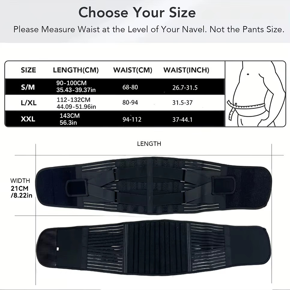 Adjustable Lumbar Support Belt – Double Pull Back Brace, Strong Lower Back Suppo