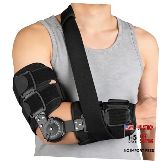 Adjustable Hinged ROM Elbow Brace with Sling – Lightweight Support Stabilizer