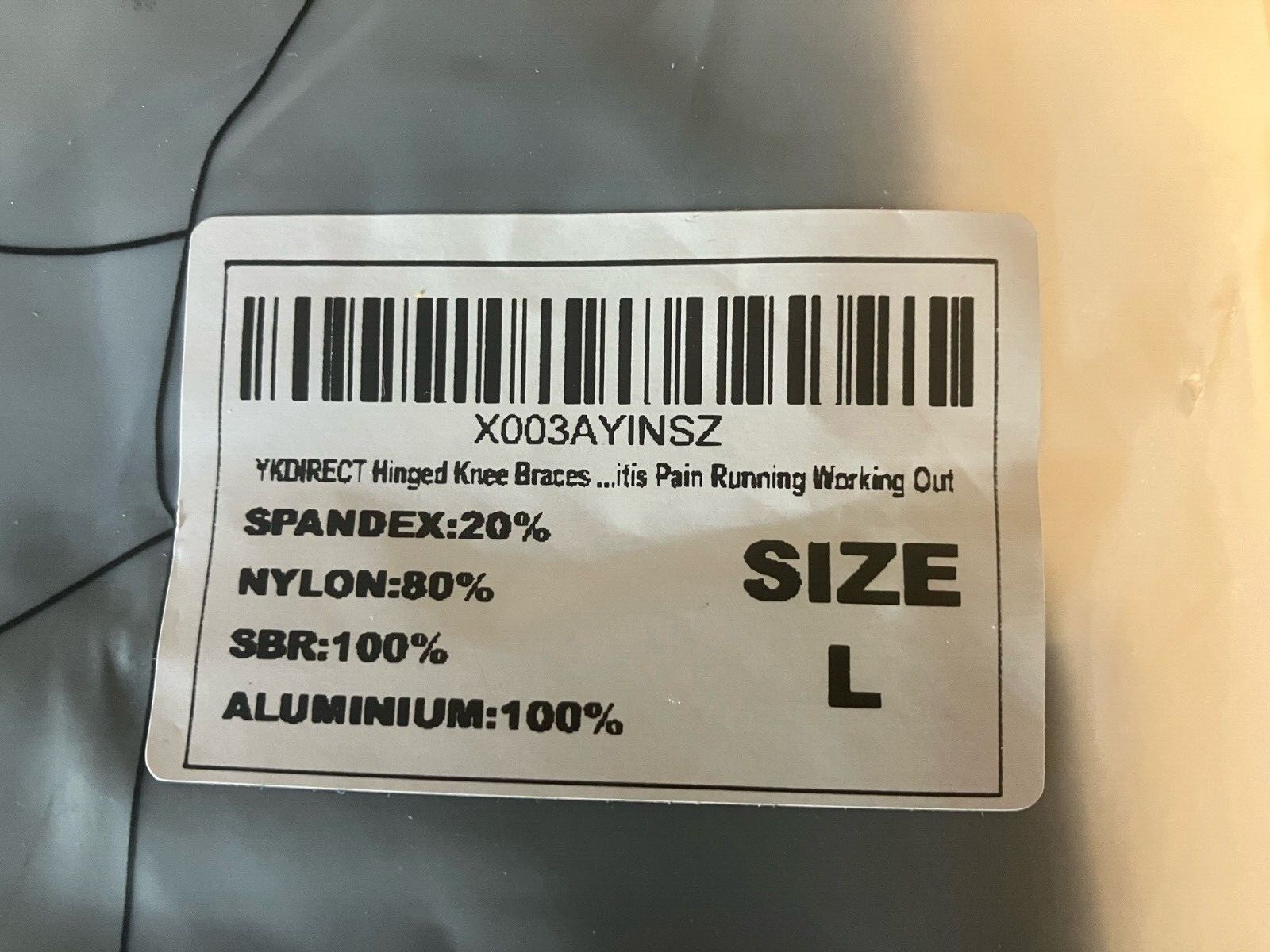 YKDirect Hinged Knee Brace Aluminum – 20% Spandex 80% Nylon – Unisex Size Large