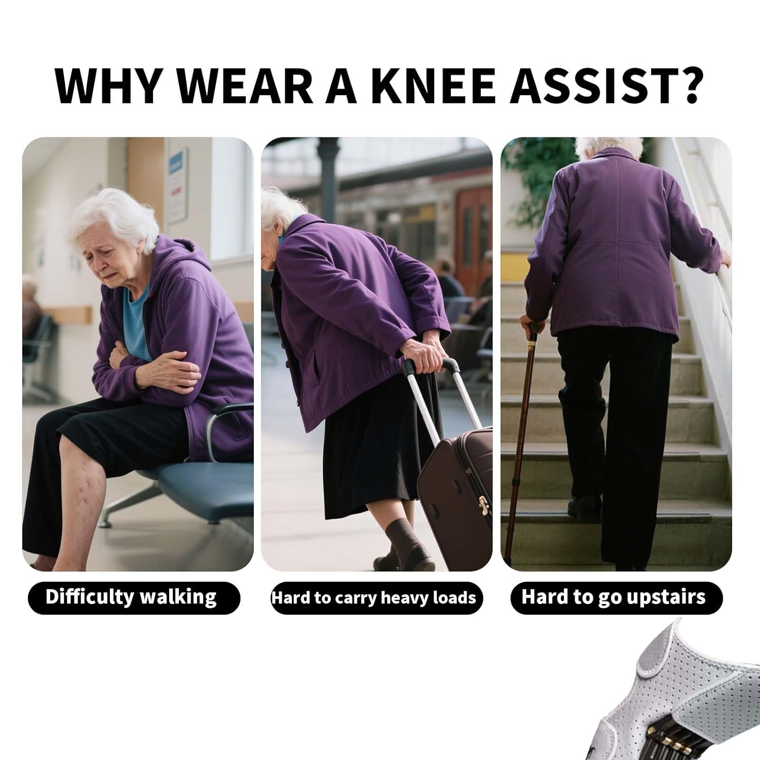Knee Support Booster Brace with Spring-Powered Joint Assistance – Designed